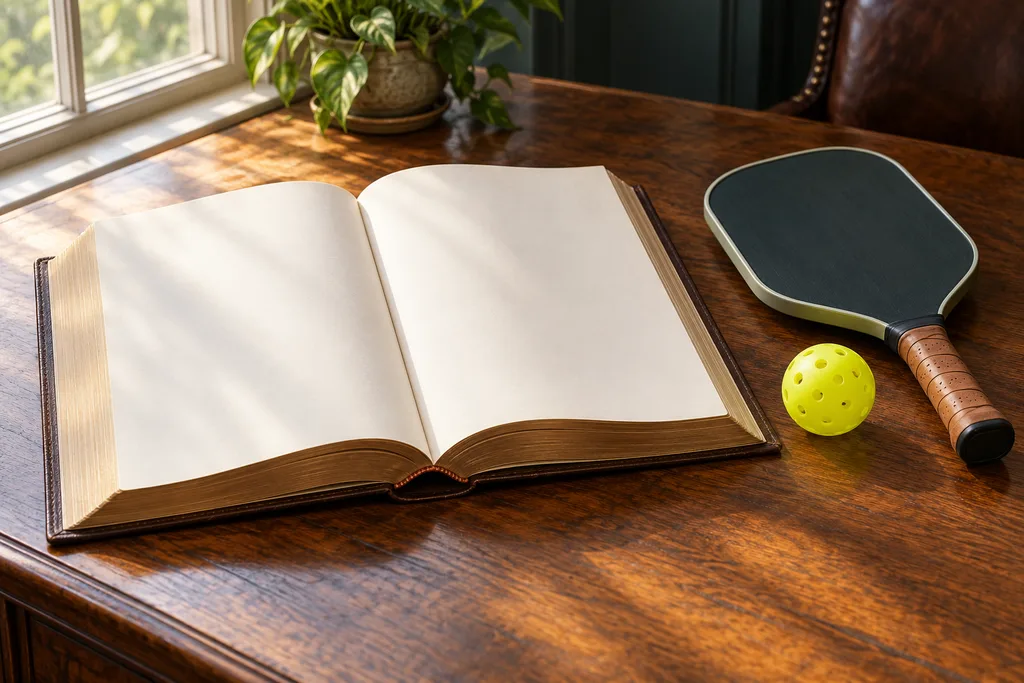 Un code de la consommation ouvert à côté d'une raquette de pickleball neuve.